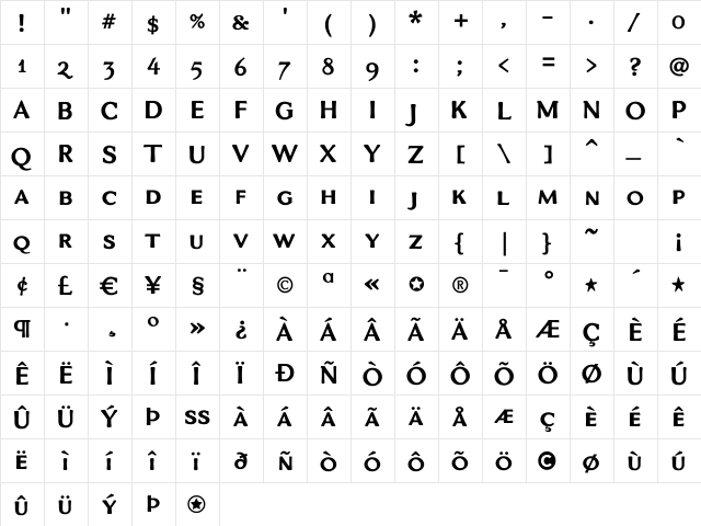 VenisSmall Caps Bold Regular font glyphpreview