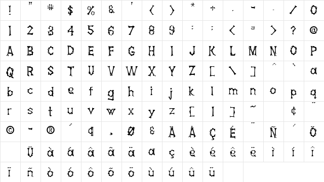 Bones Regular font glyphpreview