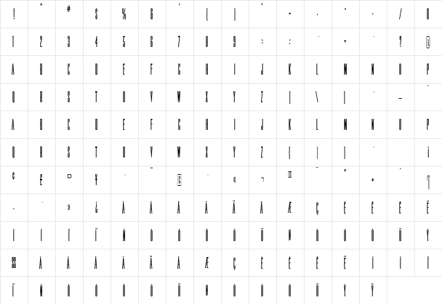 TripleCondensedGothicRR Bold Regular font glyphpreview