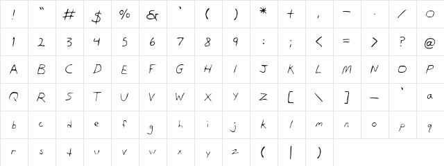 Dan's Hand Regular font glyphpreview