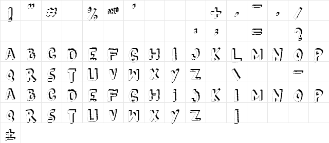 YES_3D Regular font glyphpreview