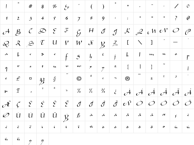 Flourish Normal font glyphpreview