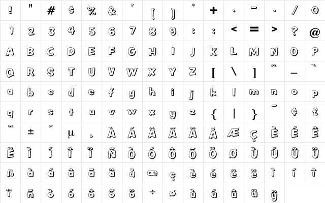 OdessaShadow Regular font glyphpreview