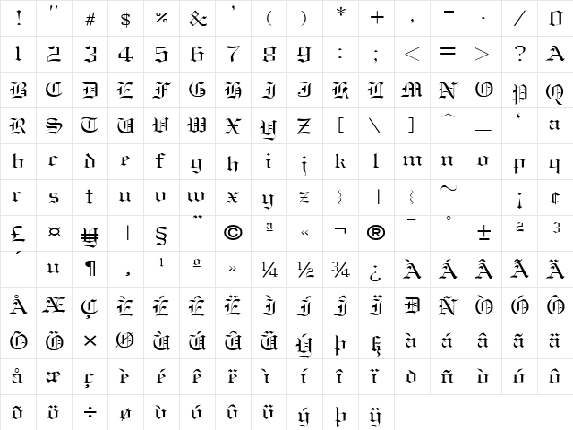OldEnglish Normal font glyphpreview