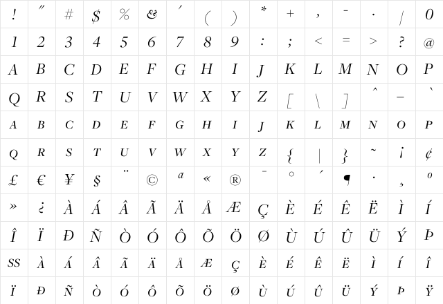 Freight Disp Book Italic SC font glyphpreview