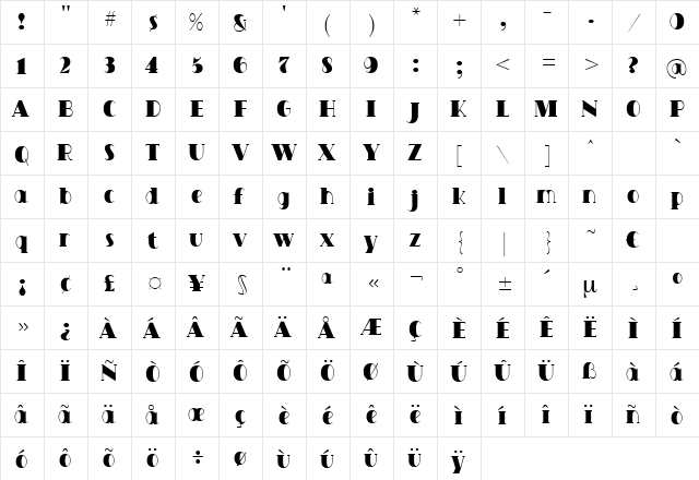 Monterey Regular font glyphpreview