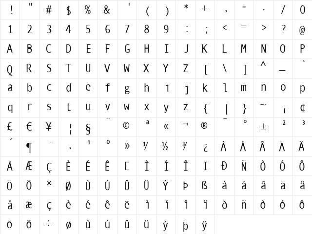 MonoSpatial Regular font glyphpreview