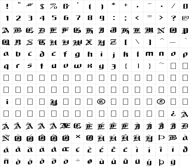 FZ GOTHIC 1 EX Normal font glyphpreview