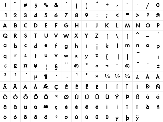 Function Bold font glyphpreview