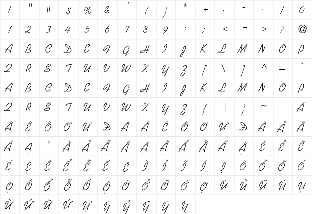 .VnKoalaH Regular font glyphpreview