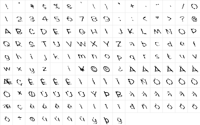 FZ HAND 2 WAVEY LEFTY Normal font glyphpreview