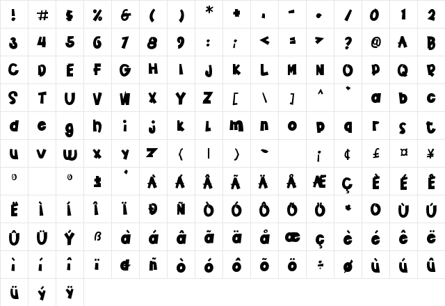 Comic Dylans Regular font glyphpreview