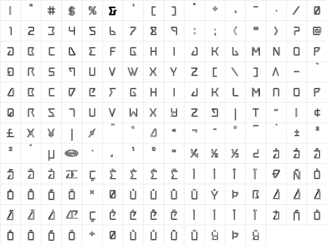 Tracer Engraved Regular font glyphpreview
