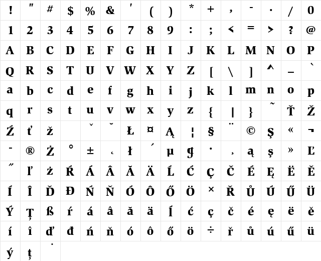 SlimbachItcTEEBla Regular font glyphpreview
