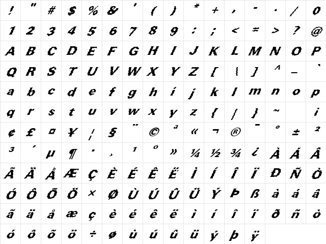 FZ ROMAN 37 WAVEY ITALIC Normal font glyphpreview