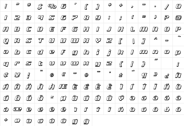 SF Quartzite Shaded Oblique font glyphpreview