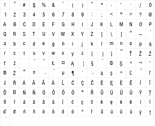 NimbusSanDEECon Regular font glyphpreview