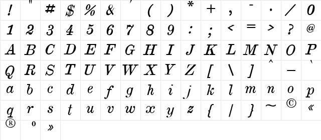 Brokgauz & Efron Italic font glyphpreview