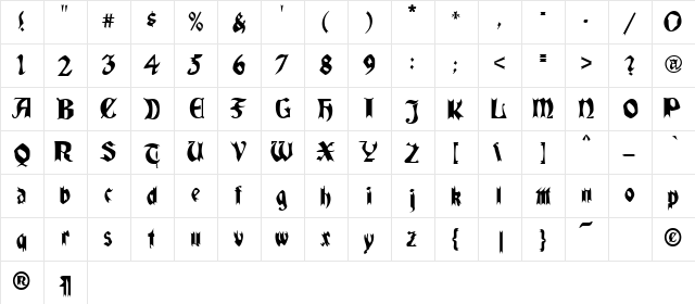 QuaelGothic Regular font glyphpreview