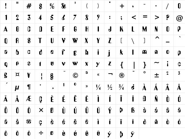 Amelia Regular font glyphpreview