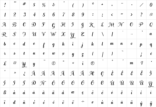 FansiPensleTwo Bold font glyphpreview