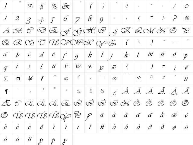 Vivienne Regular font glyphpreview