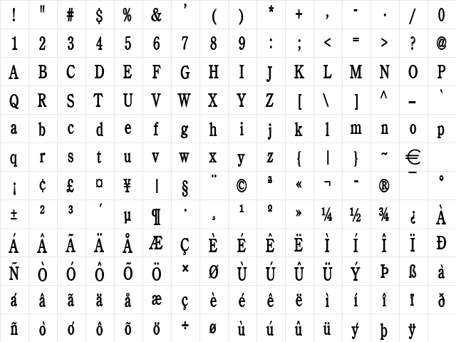 CentimeThin Bold font glyphpreview