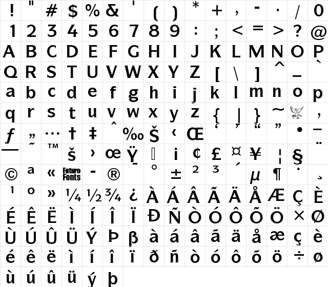 Surrey Bold Regular font glyphpreview