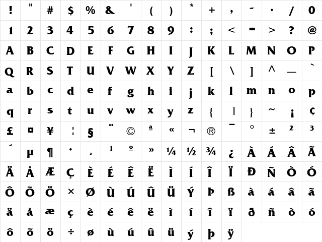 Friz Quadrata Bold font glyphpreview