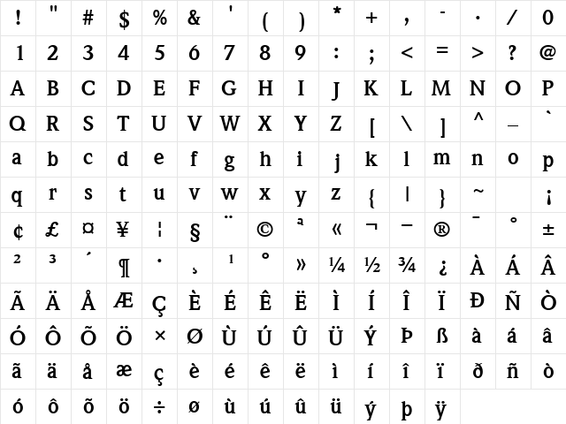 QuintessenceSSK Bold font glyphpreview