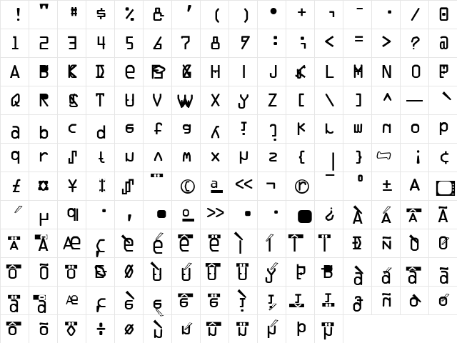 Trade01 Regular font glyphpreview