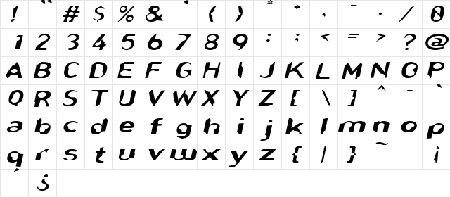 NibblesExtended Oblique font glyphpreview
