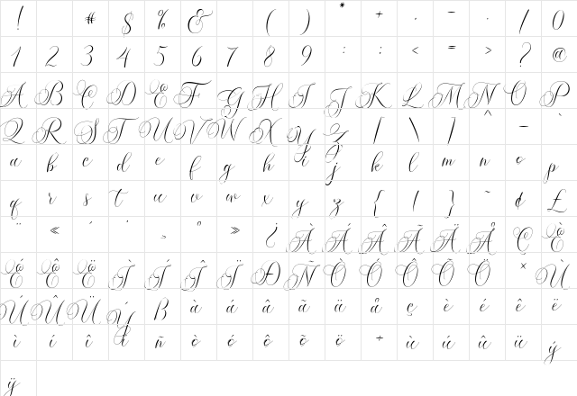 Molandika Script Regular font glyphpreview
