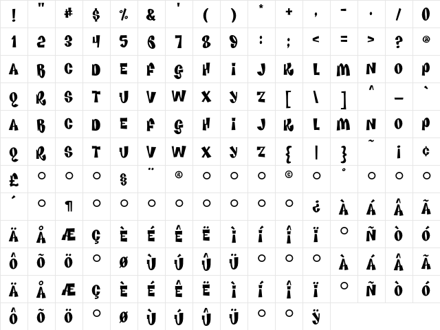 Funkhouse Regular font glyphpreview