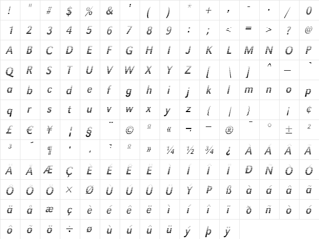 TomBeckerGradientN Italic font glyphpreview