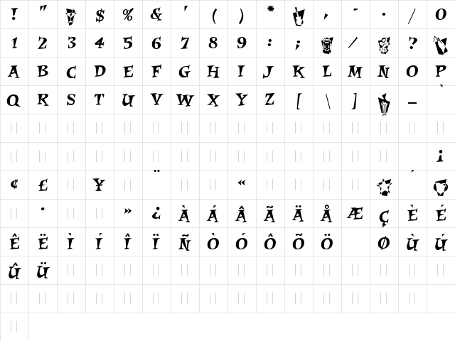 Roquette LET Plain font glyphpreview