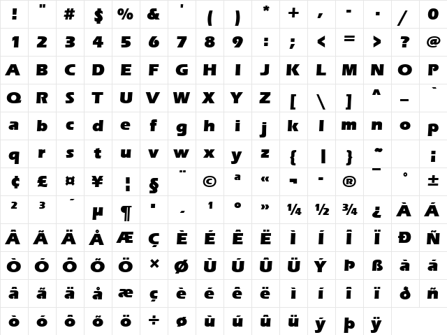 Eras Ultra ITC Regular font glyphpreview