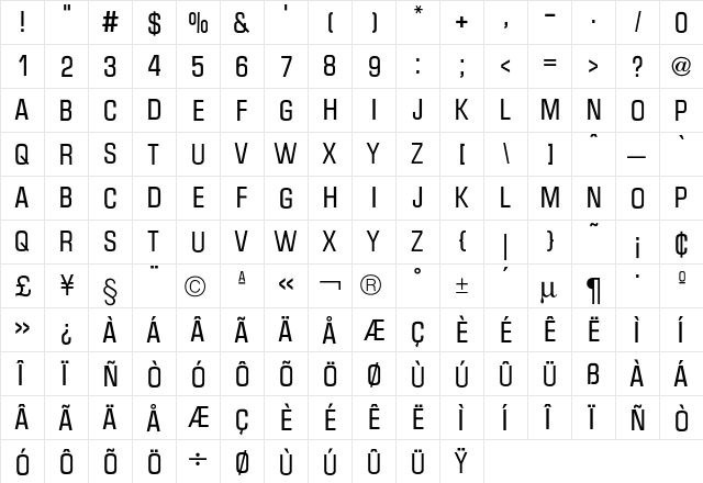 Micro TechnicCond font glyphpreview