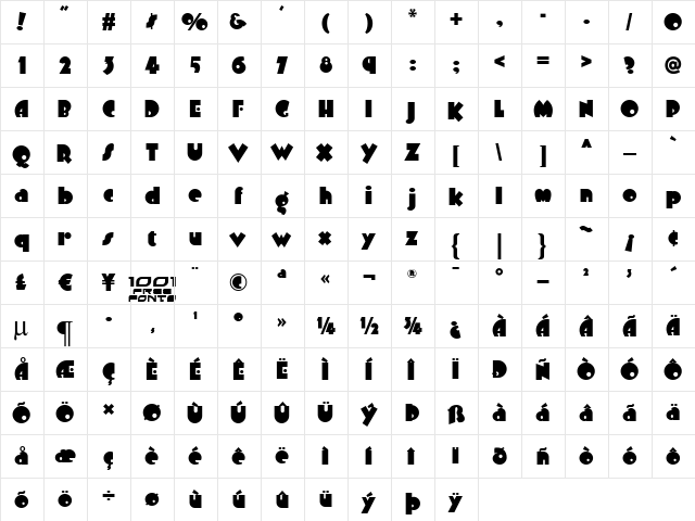 Arbuckle Remix NF Regular font glyphpreview