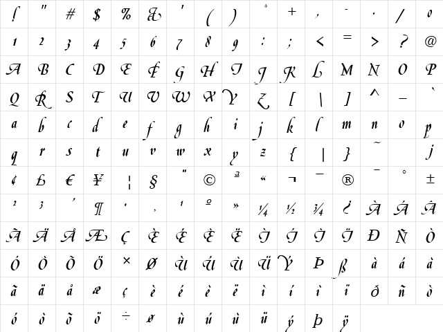 Script-G820 Regular font glyphpreview