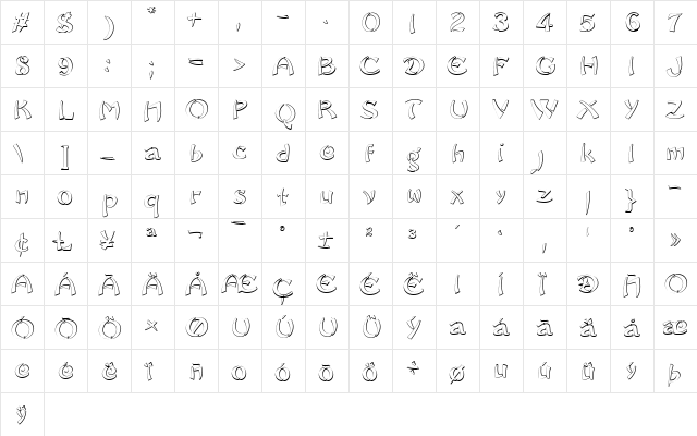 Sayonara Beveled Regular font glyphpreview