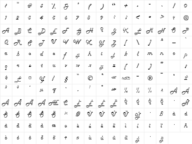 FiftiesHollow normal font glyphpreview