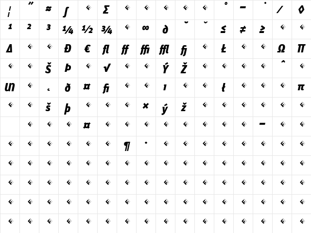 Unit-BlackItalicTFExpert Regular font glyphpreview