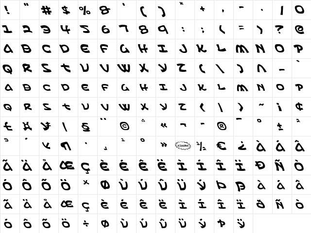 Ephesian Leftalic Leftalic font glyphpreview