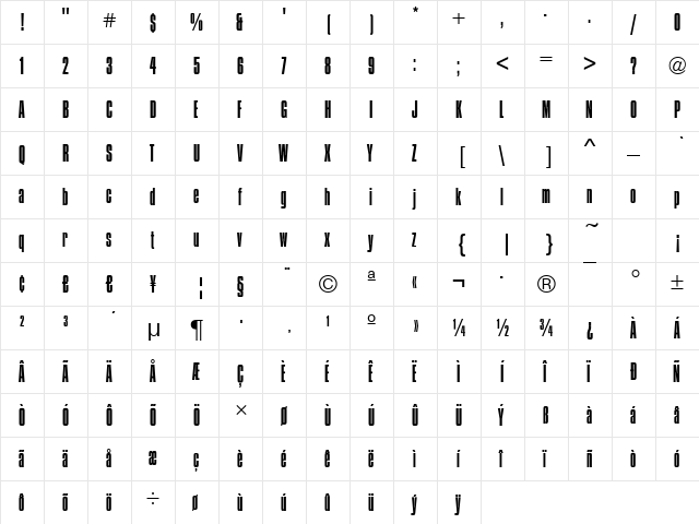 Compressed-Light Regular font glyphpreview