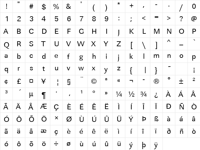 URWLinearT Regular font glyphpreview