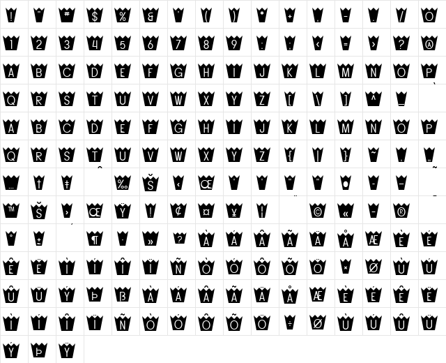 SF Buttacup Regular font glyphpreview