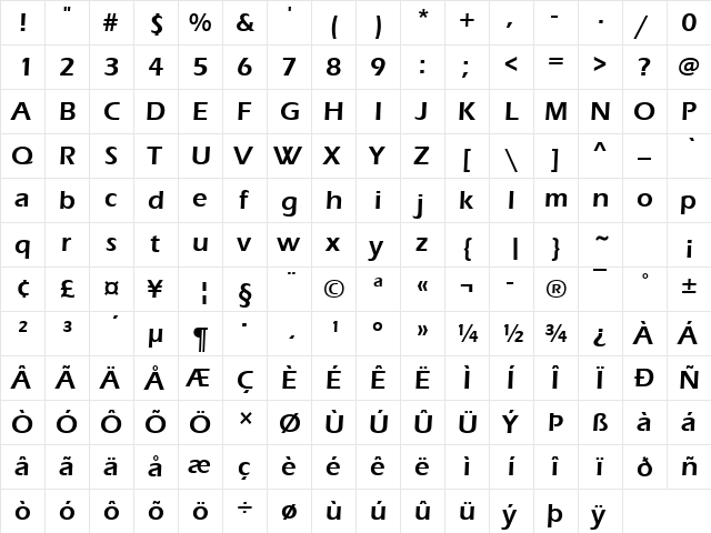 Eras Demi ITC Regular font glyphpreview
