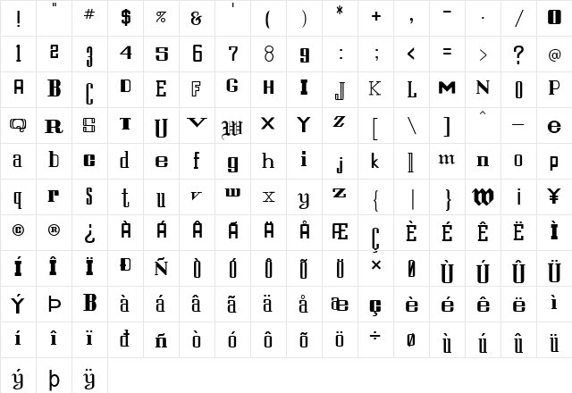 FZ UNIQUE 24 Normal font glyphpreview