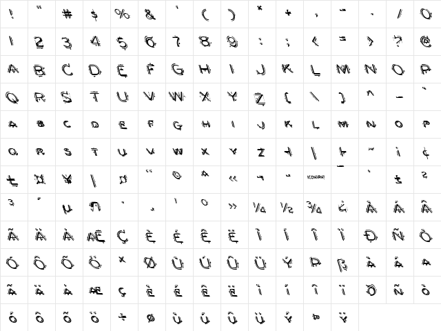 Berserker Leftalic Italic font glyphpreview